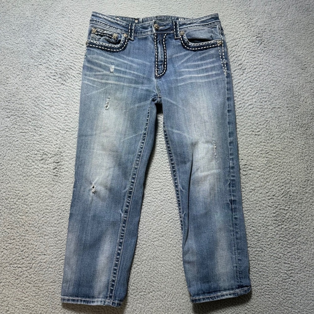 Miss‎ Me Womens Jeans Size 30 Slim Straight Blue Embellished 25" Inseam
(32x24)